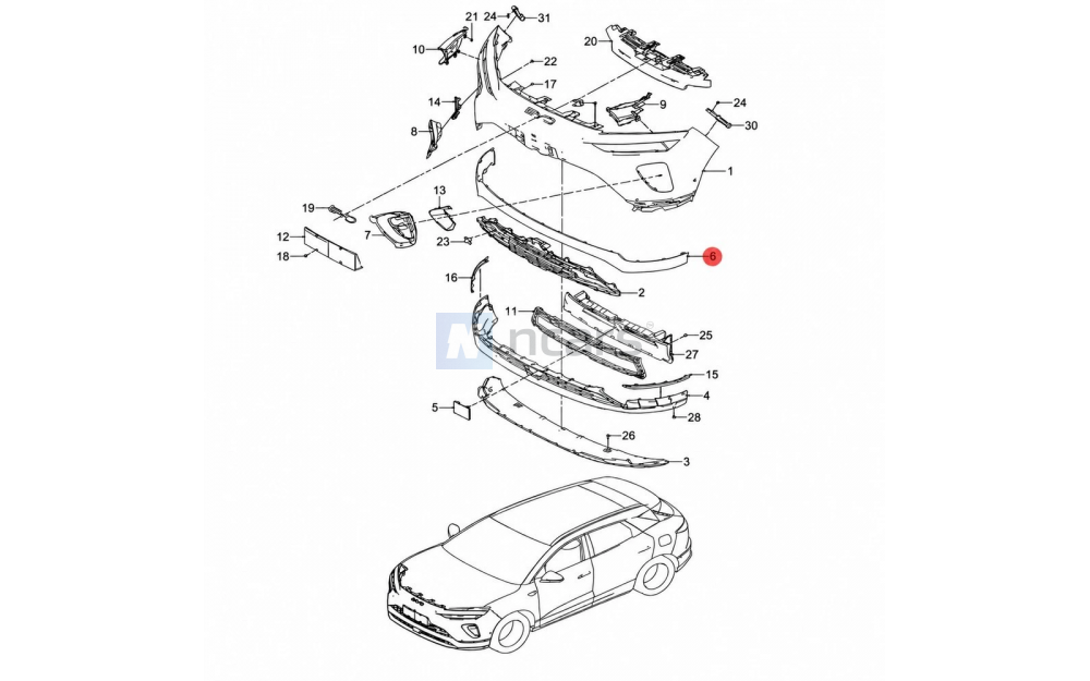 Накладка переднього бампера для BYD Sea Lion 06 (SHHA-2803141)